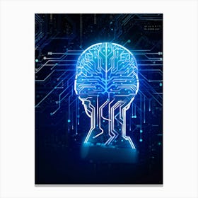 Abstract Illustration Featuring A Cyborg Head With A Cybernetic Brain Resembling An Intricate Circui (5) Canvas Print