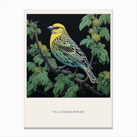 Ohara Koson Inspired Bird Painting Yellowhammer 3 Poster Canvas Print