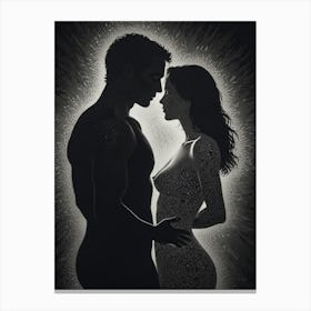 Silhouette Of A Couple Canvas Print