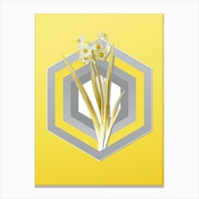 Botanical Daffodil in Gray and Yellow Gradient n.060 Canvas Print