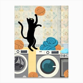 Cat In The Washing Machine Canvas Print