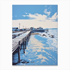 Linocut Of Broadstairs Beach Kent 1 Canvas Print