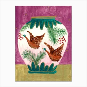 Flying Bird Vase Canvas Print
