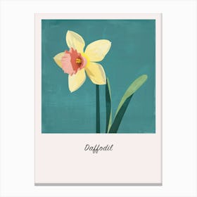 Daffodil 1 Square Flower Illustration Poster Canvas Print