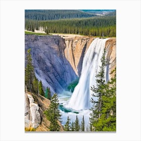 The Lower Falls Of The Yellowstone River, United States Majestic, Beautiful & Classic (2) Canvas Print