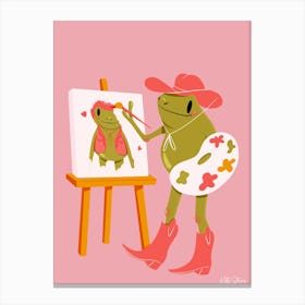 Cowboy Frog Artist Canvas Print