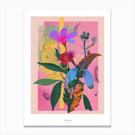 Statice 1 Neon Flower Collage Poster Canvas Print