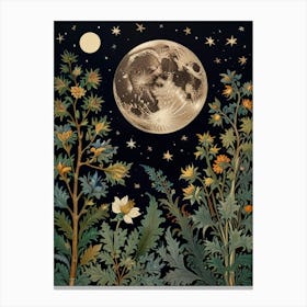 Moon In The Garden Style William Morris 1 Art Print 1 Canvas Print