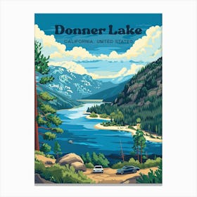 Donner Lake California Outdoor Digital Travel Illustration Canvas Print