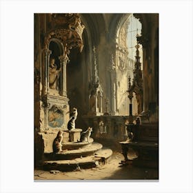 Cats In An Abandoned Church Rococo Inspired Canvas Print