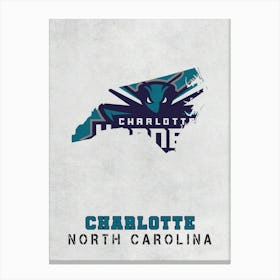 Charlotte Hornets Charlotte North Carolina State Map Canvas Print