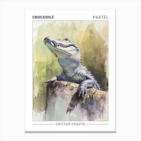 Crocodile Pastel Watercolour 3 Poster Stampe su tela