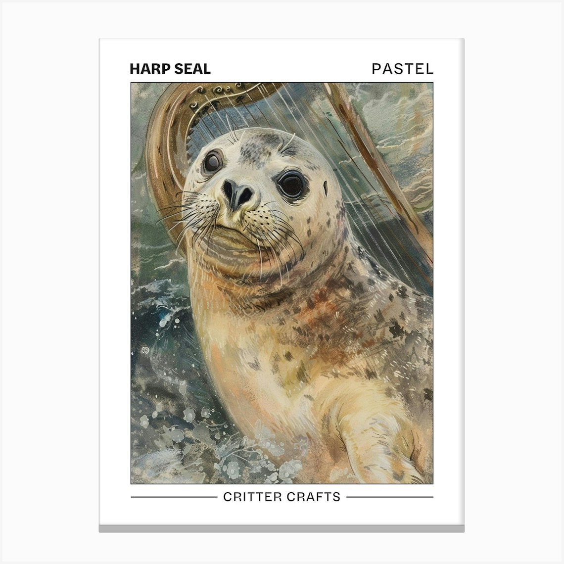 Harp Seal Pastel Watercolour 1 Poster Canvas Print by Critter Crafts
