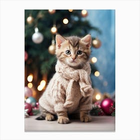 Cute Kitten In Sweater Canvas Print