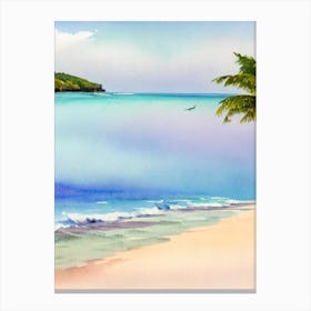Crane Beach 4, Barbados Watercolour Canvas Print