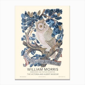 Owl Embroidery Exhibition Poster, William Morris Canvas Print