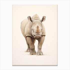 Detailed Vintage Illustration Of A Rhino 7 Canvas Print