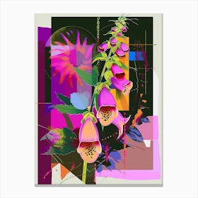 Foxglove 1 Neon Flower Collage Canvas Print
