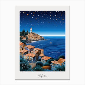 Poster Of Cefalu, Italy, Illustration In The Style Of Pop Art 1 Canvas Print