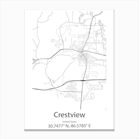 Crestview,United States Minimalist Map 1 Canvas Print