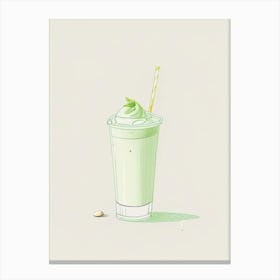 Pistachio Milkshake Dairy Food Minimal Line Drawing 3 Canvas Print