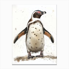 Humboldt Penguin Robben Island Watercolour Painting 4 Canvas Print