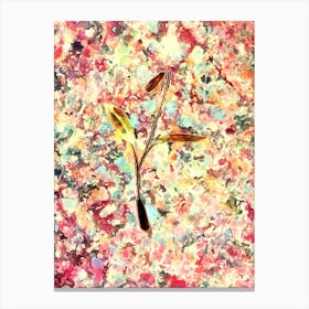 Impressionist Erythronium Botanical Painting in Blush Pink and Gold Canvas Print