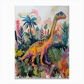 Colourful Dinosaur In The Landscape Painting 1 Canvas Print