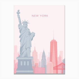 Pink And Blue New York Skyline Canvas Print