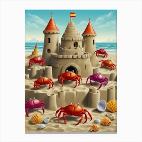 Sand Castle With Crabs Canvas Print