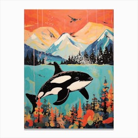Paint Collage Orca Whale Canvas Print