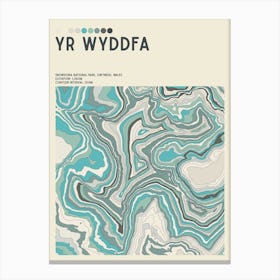 Yr Wyddfa Snowdon Wales Topographic Contour Map Canvas Print