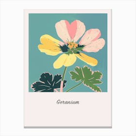 Geranium 2 Square Flower Illustration Poster Canvas Print