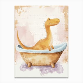 Brushstrokes Dinosaur In A Bath 1 Canvas Print
