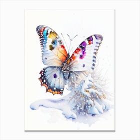 Butterfly In Snow Decoupage 1 Canvas Print
