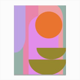 Modern Geometry in Cute Aesthetic Purple Green and Orange Canvas Print