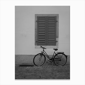 Bicycle in the streets of Olten, Switzerland | Black and White Photography Canvas Print