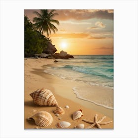 Seashells On The Beach Canvas Print