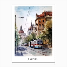 Budapest Watercolor 1 Travel Poster Canvas Print
