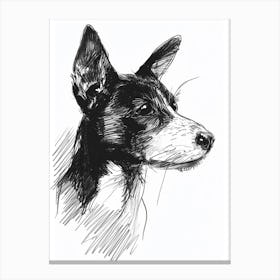 Basenji Dog Line Sketch 3 Canvas Print