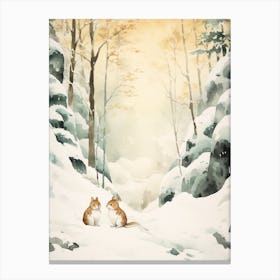 Winter Watercolour Chipmunk 3 Canvas Print