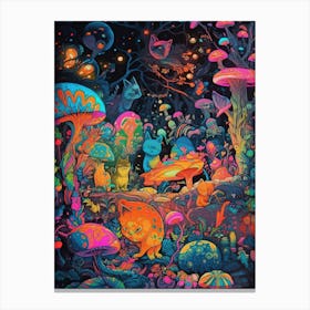 Psychedelic Cats 1 Canvas Print