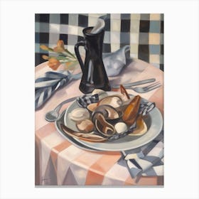 Mussel Strips Still Life Painting Canvas Print