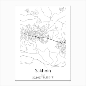 Sakhnin,Israel Minimalist Map Canvas Print