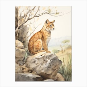 Storybook Animal Watercolour Puma 1 Canvas Print