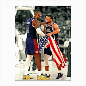 Lebron James Of Team United States Hugs Stephen Curry Canvas Print