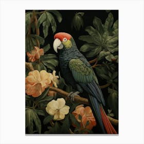 Dark And Moody Botanical Parrot 1 Canvas Print