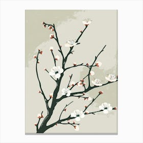 Plum Tree Minimal Japandi Illustration 3 Canvas Print