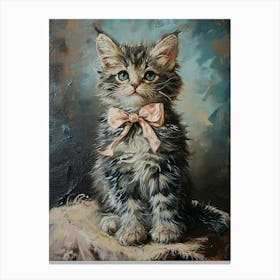 Kitten With Bow Rococo Inspired 2 Canvas Print