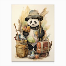 Panda Art Traveling Watercolour 4 Canvas Print
